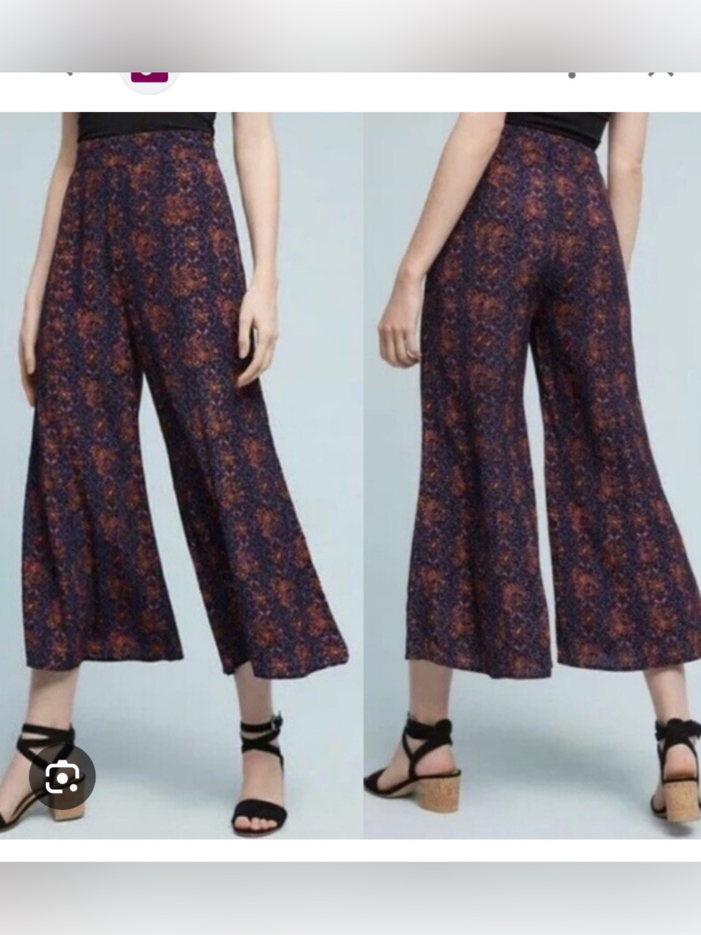 Anthropologie Elevenses wide leg cropped pants size 2